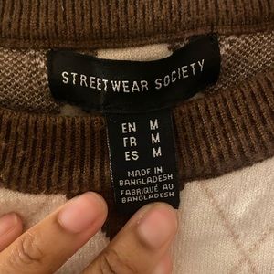 Plaid Crop Knit long sleeve sweater 🤎